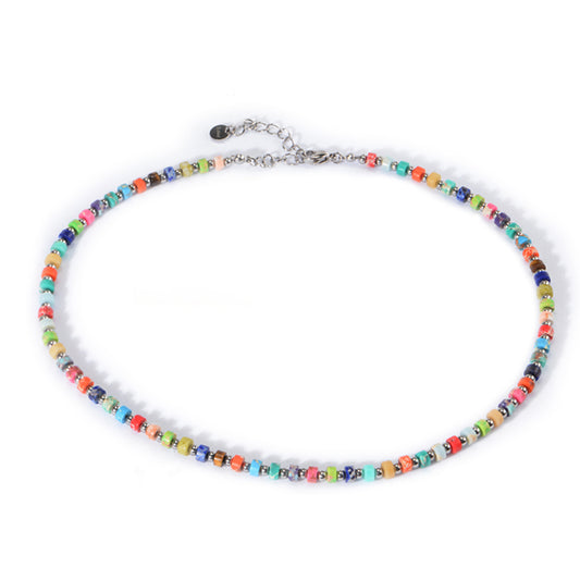 18K Gold-Plated Stainless Steel Shell Bead Colorful Handmade Necklace