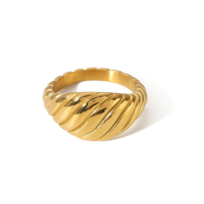 Stainless Steel Plating 18K Gold Twisted Chunky Ring Jewelry Gift