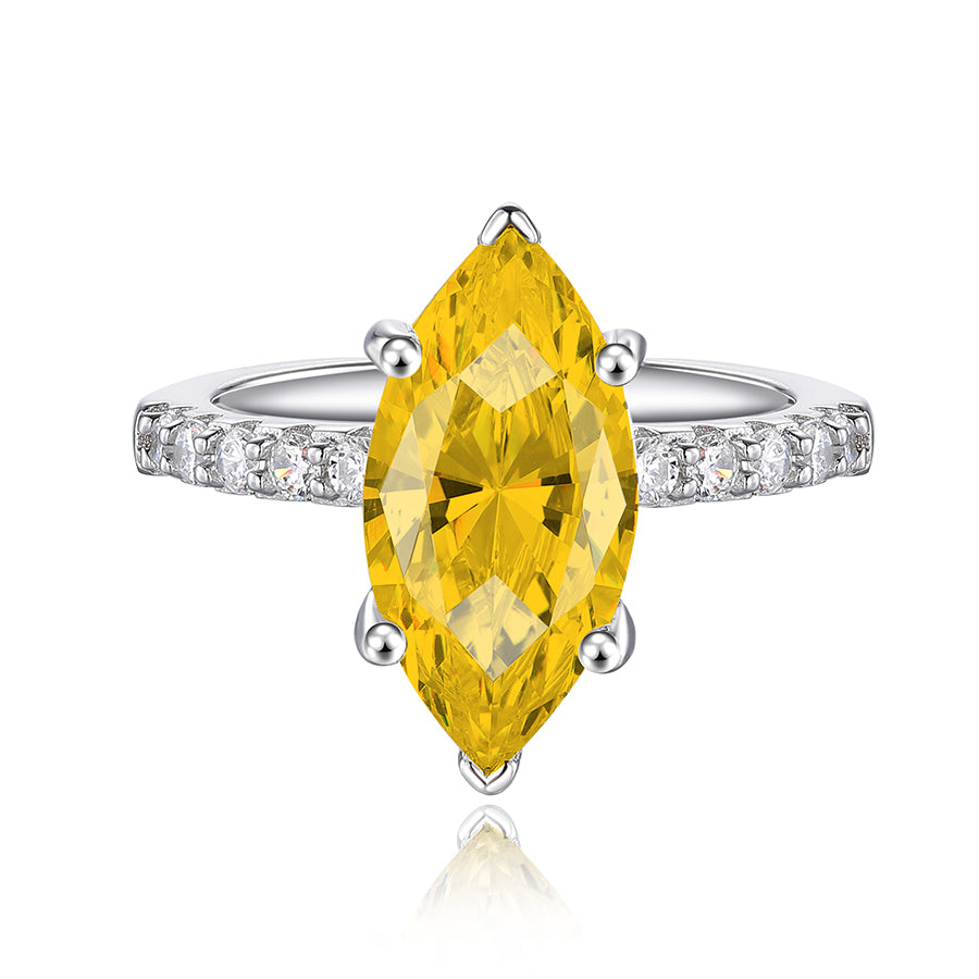 925 Sterling Silver -Carat Marquise-Cut Zircon Ring