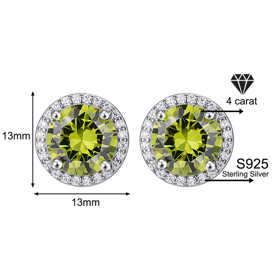 Classic 925 Silver & Zircon Stud Earrings (1–4 Carat) – Unisex Style