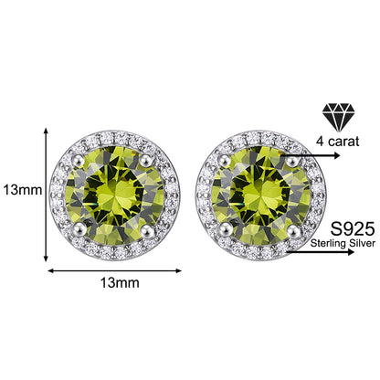 Classic 925 Silver & Zircon Stud Earrings (1–4 Carat) – Unisex Style