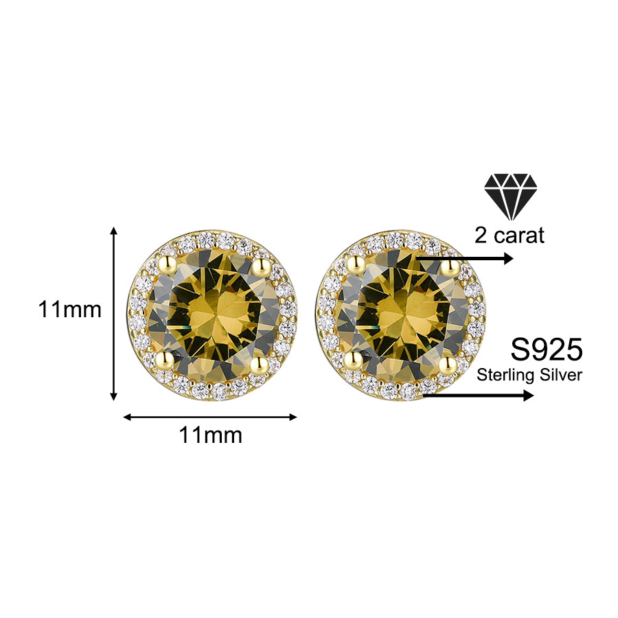 Luxury 1-4 Carat Zirconia Stud Earrings 925 Sterling Silver Halo Earrings