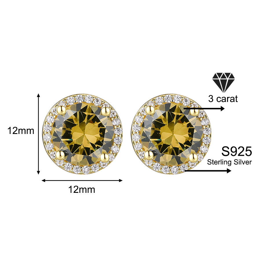 Luxury 1-4 Carat Zirconia Stud Earrings 925 Sterling Silver Halo Earrings