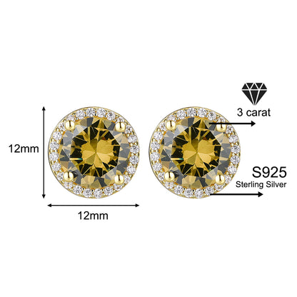 Luxury 1-4 Carat Zirconia Stud Earrings 925 Sterling Silver Halo Earrings