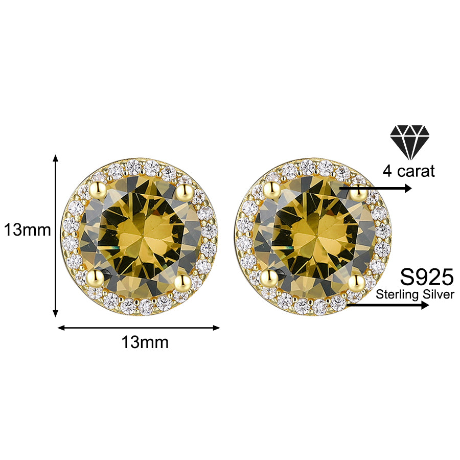 Luxury 1-4 Carat Zirconia Stud Earrings 925 Sterling Silver Halo Earrings