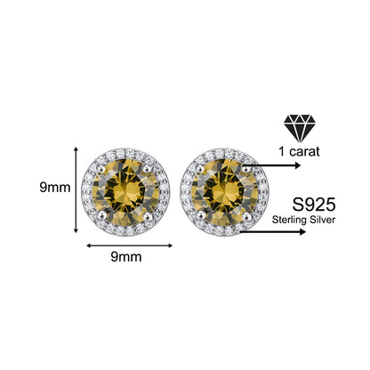 Luxury 1-4 Carat Zirconia Stud Earrings 925 Sterling Silver Halo Earrings