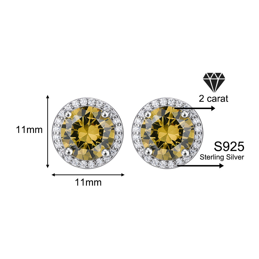 Luxury 1-4 Carat Zirconia Stud Earrings 925 Sterling Silver Halo Earrings