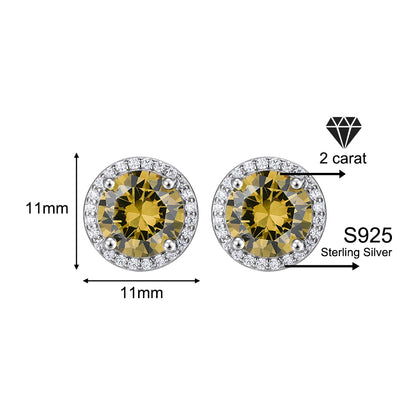 Luxury 1-4 Carat Zirconia Stud Earrings 925 Sterling Silver Halo Earrings