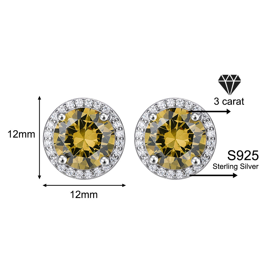 Luxury 1-4 Carat Zirconia Stud Earrings 925 Sterling Silver Halo Earrings