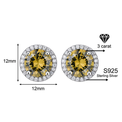 Luxury 1-4 Carat Zirconia Stud Earrings 925 Sterling Silver Halo Earrings