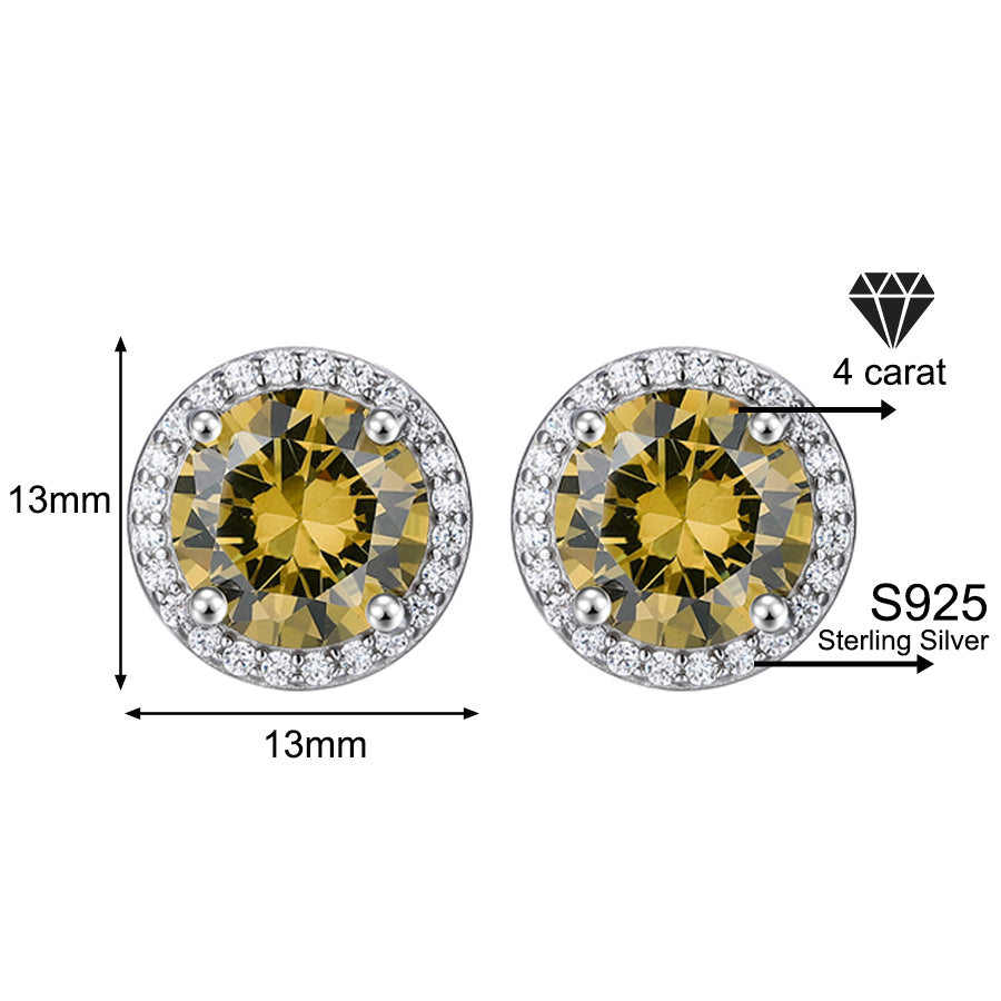 Luxury 1-4 Carat Zirconia Stud Earrings 925 Sterling Silver Halo Earrings