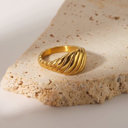 Stainless Steel Plating 18K Gold Twisted Chunky Ring Jewelry Gift