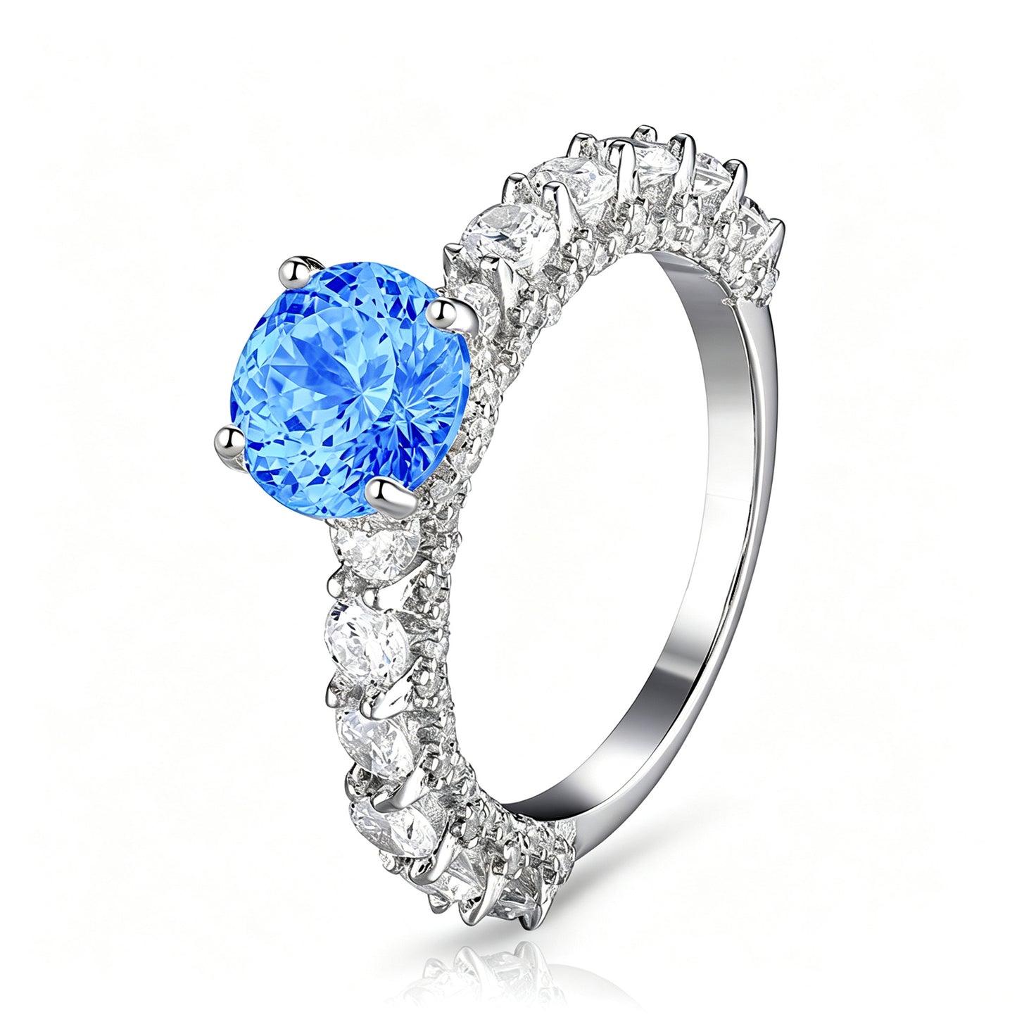 925 Sterling Silver 2 Carat Round Zircon Engagement Ring, Full Paved Eternity Band Promise Wedding Ring for Women