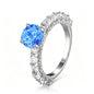925 Sterling Silver 2 Carat Round Zircon Engagement Ring, Full Paved Eternity Band Promise Wedding Ring for Women