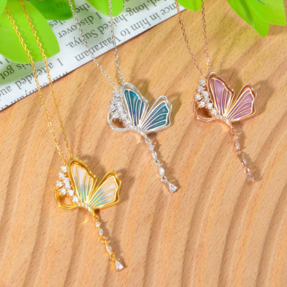 925 Sterling Silver Butterfly Necklace Pendant for Women Valentine's Day, Mother's Day Gifts