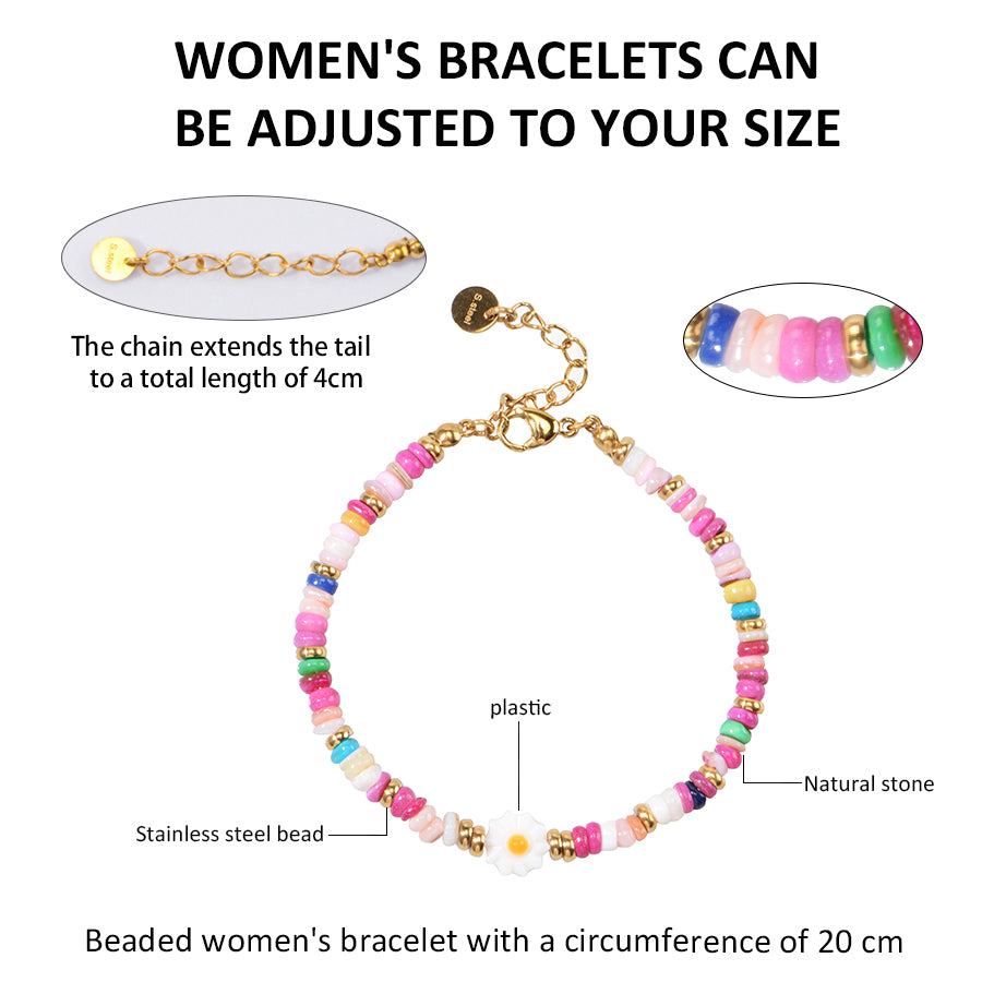 Stainless Steel Shell Beads Handmade Flower  Bracelet
