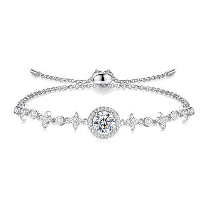 1-Carat Moissanite Bracelet – Premium S925 Sterling Silver – Star & Moon Bezel Setting