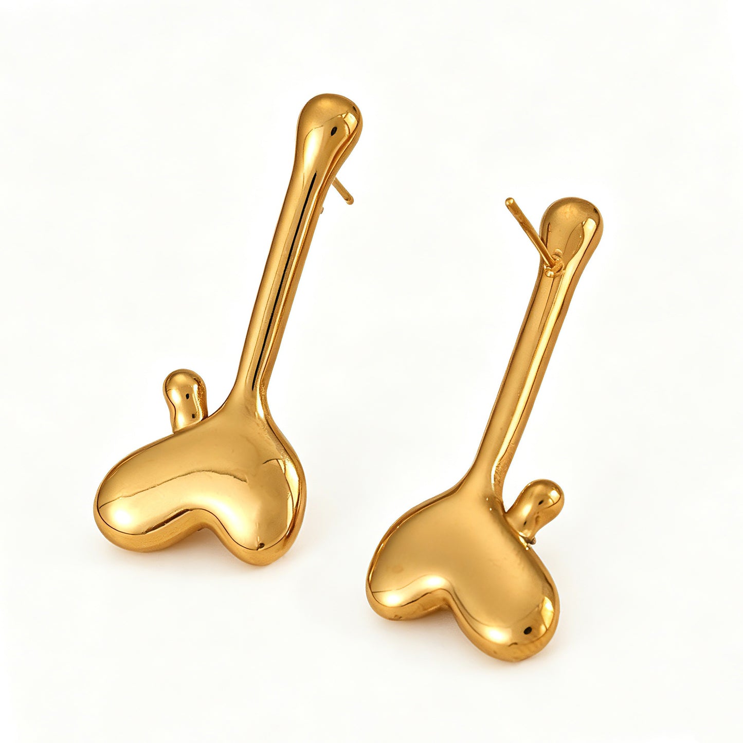 18K Gold-Plated Stainless Steel Teardrop Heart Earrings