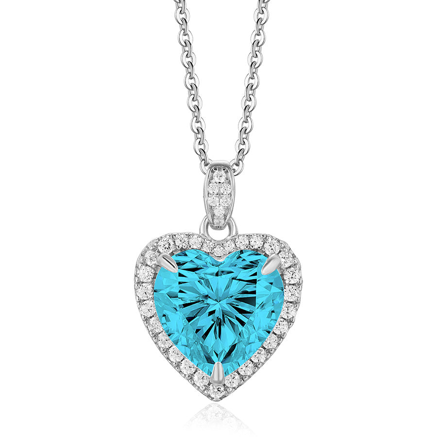 925 Sterling silver 4 Carat Heart Cut CZ Necklace for Engagements or Special Events Promise Necklace