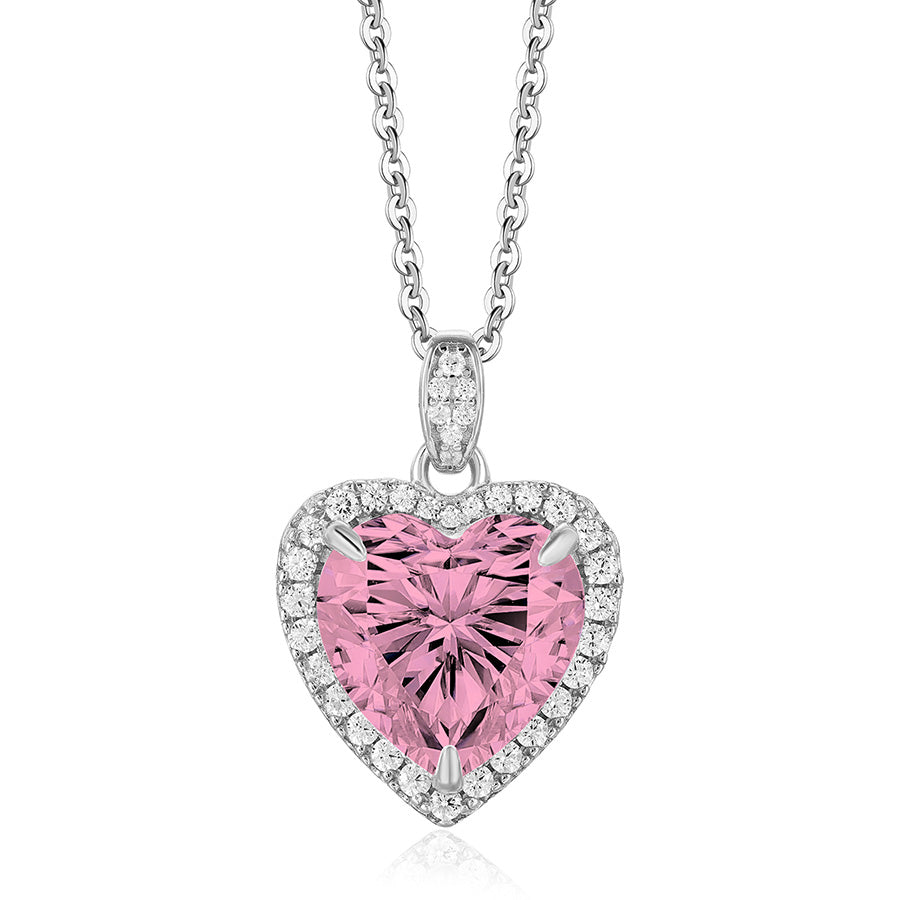 925 Sterling silver 4 Carat Heart Cut CZ Necklace for Engagements or Special Events Promise Necklace