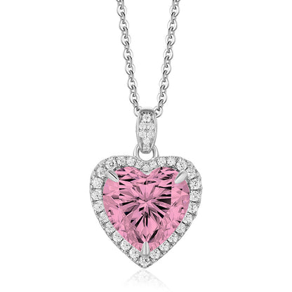 925 Sterling silver 4 Carat Heart Cut CZ Necklace for Engagements or Special Events Promise Necklace