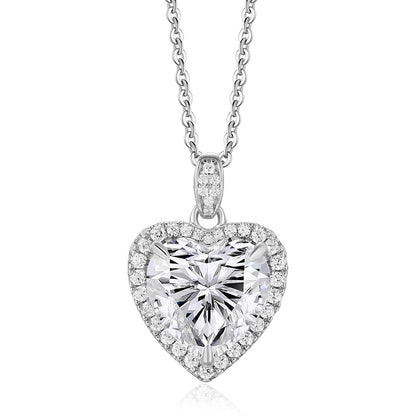 925 Sterling silver 4 Carat Heart Cut CZ Necklace for Engagements or Special Events Promise Necklace