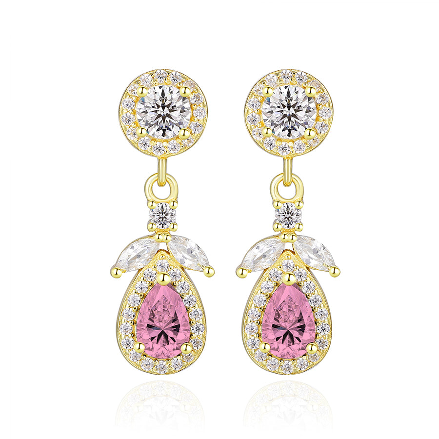 S925 Sterling Silver Teardrop CZ Drop Earrings – Elegant Sparkling Dangle Earrings for Women