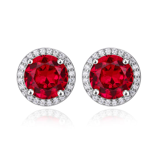 925 Sterling Silver Red Zircon Versatile Earrings – Unisex Design