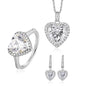 Luxury Heart Cut CZ Jewelry Set for Women | S925 Sterling Silver Necklace Ring Earrings
