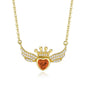 Crown Wing Heart Pendant Necklace for Women – 925 Sterling Silver Cubic Zirconia Angel Wing Necklace