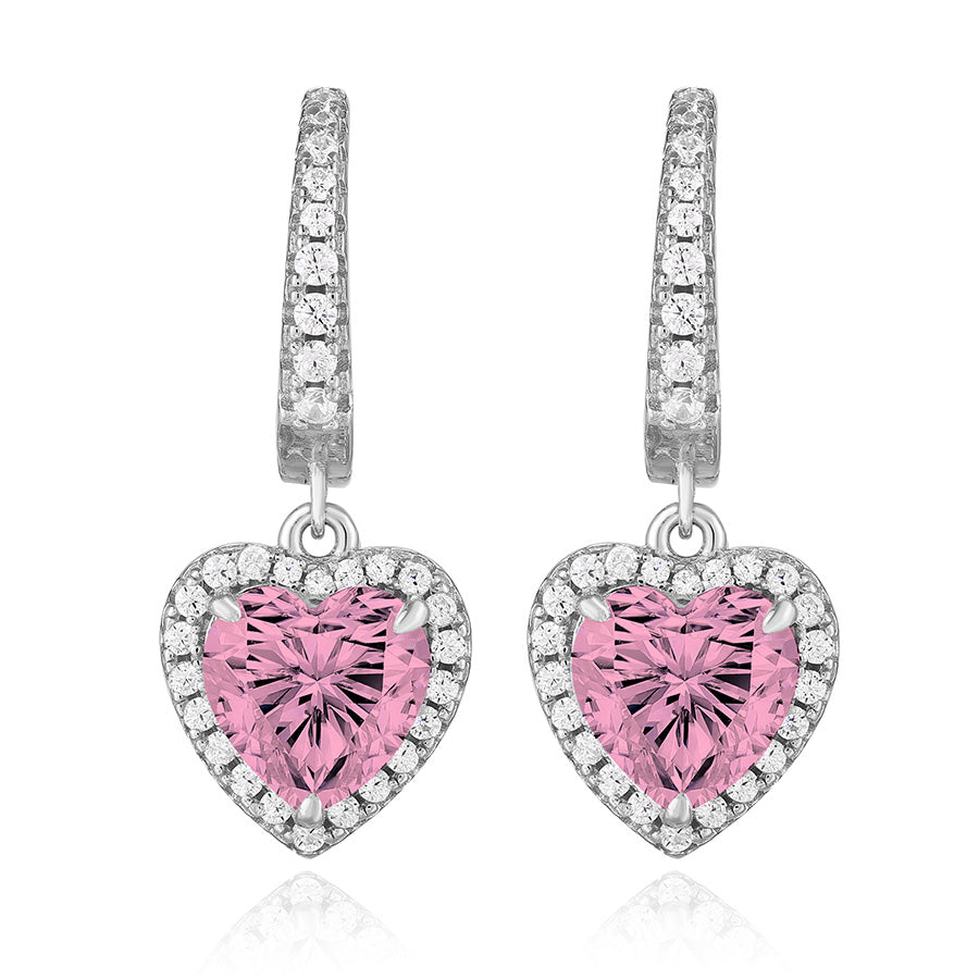 925 Sterling Silver 2 Carat Heart Cut CZ Earrings For Ladies' High-end Jewelry