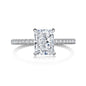 925 Sterling Silver Radiant Cut Cubic Zirconia Ring for Women – Gold & Silver Pavé Band
