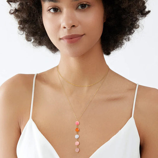 Nature stone extension stack necklace