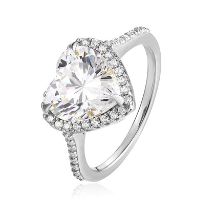 925 Sterling silver Halo Set 4 Carat Heart Cut CZ Ring for Engagements or Special Events Promise Ring