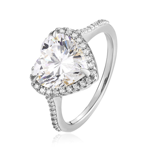 925 Sterling silver Halo Set 4 Carat Heart Cut CZ Ring for Engagements or Special Events Promise Ring