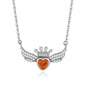 Crown Wing Heart Pendant Necklace for Women – 925 Sterling Silver Cubic Zirconia Angel Wing Necklace