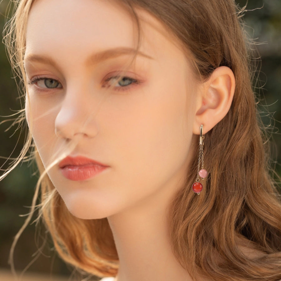 18K Gold-Plated Stainless Steel Nature Stone extension stack earrings