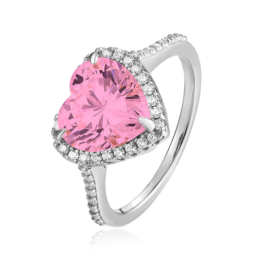 925 Sterling silver Halo Set 4 Carat Heart Cut CZ Ring for Engagements or Special Events Promise Ring