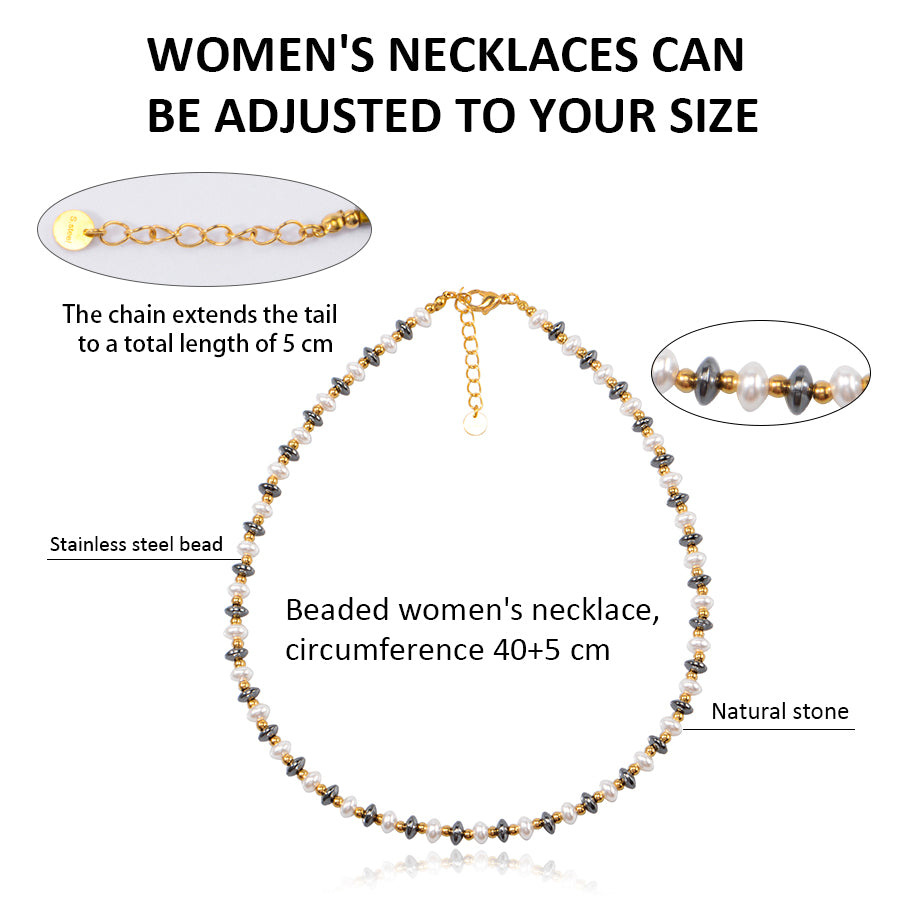 Carbon Fiber and Shell Pearl Necklace