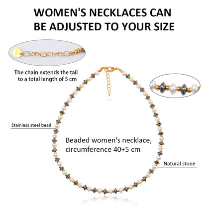 Carbon Fiber and Shell Pearl Necklace