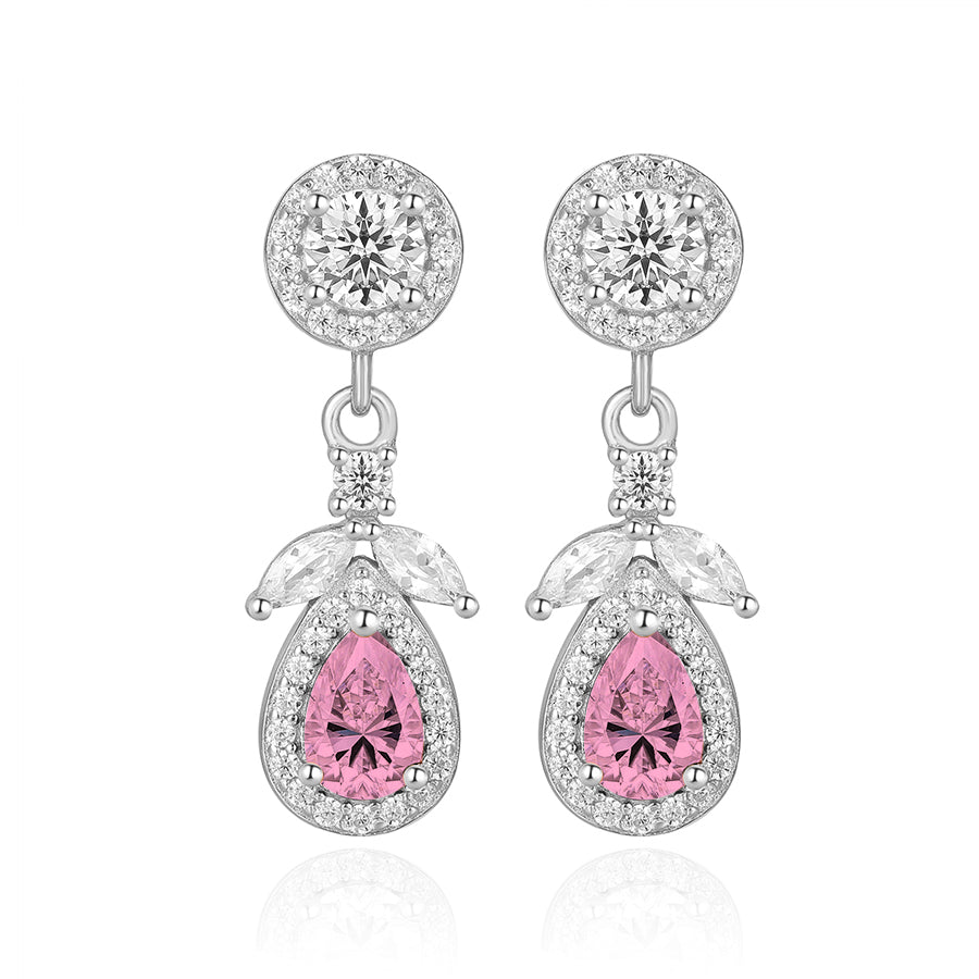 S925 Sterling Silver Teardrop CZ Drop Earrings – Elegant Sparkling Dangle Earrings for Women