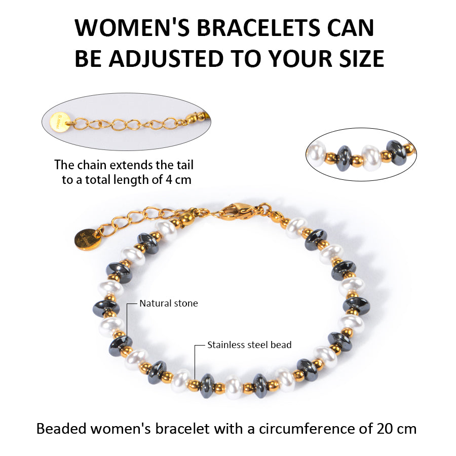 Carbon Fiber and Shell Pearl Bracelet