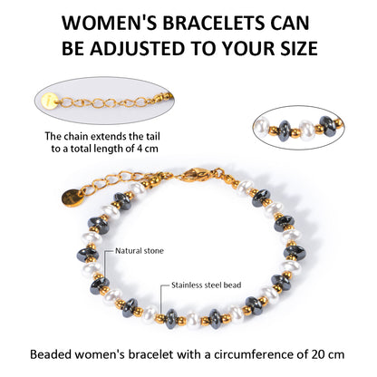 Carbon Fiber and Shell Pearl Bracelet