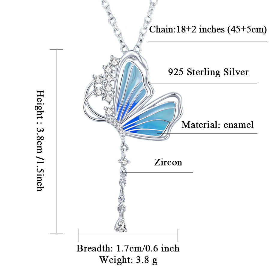 925 Sterling Silver Butterfly Necklace Pendant for Women Valentine's Day, Mother's Day Gifts