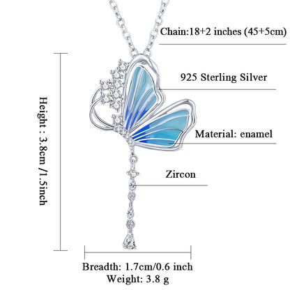 925 Sterling Silver Butterfly Necklace Pendant for Women Valentine's Day, Mother's Day Gifts