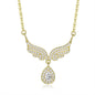 925 Silver Zirconium Angel Necklace with Teardrop Zircon Pendant for Women