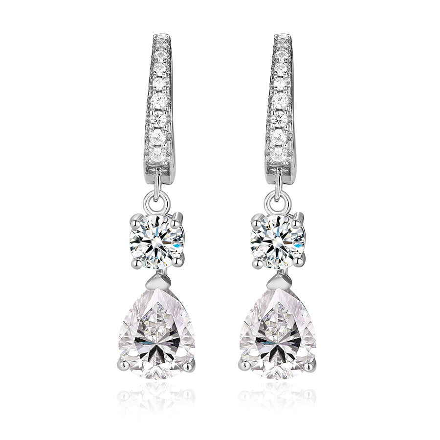925 Sterling Silver 2 Carat Teardrop shape CZ Earrings For Ladies' High-end Jewelry