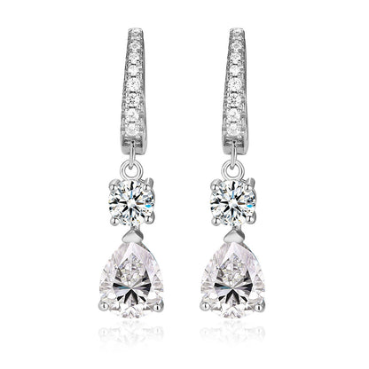 925 Sterling Silver 2 Carat Teardrop shape CZ Earrings For Ladies' High-end Jewelry
