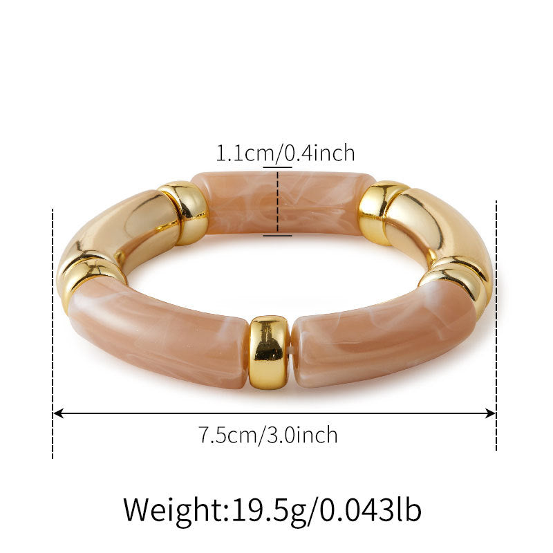 Stainless Steel Colorful acrylic stretch bracelet