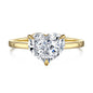 925 Sterling Silver Heart Cut Cubic Zirconia Solitaire Ring for Women – Gold Tone Promise Engagement Ring